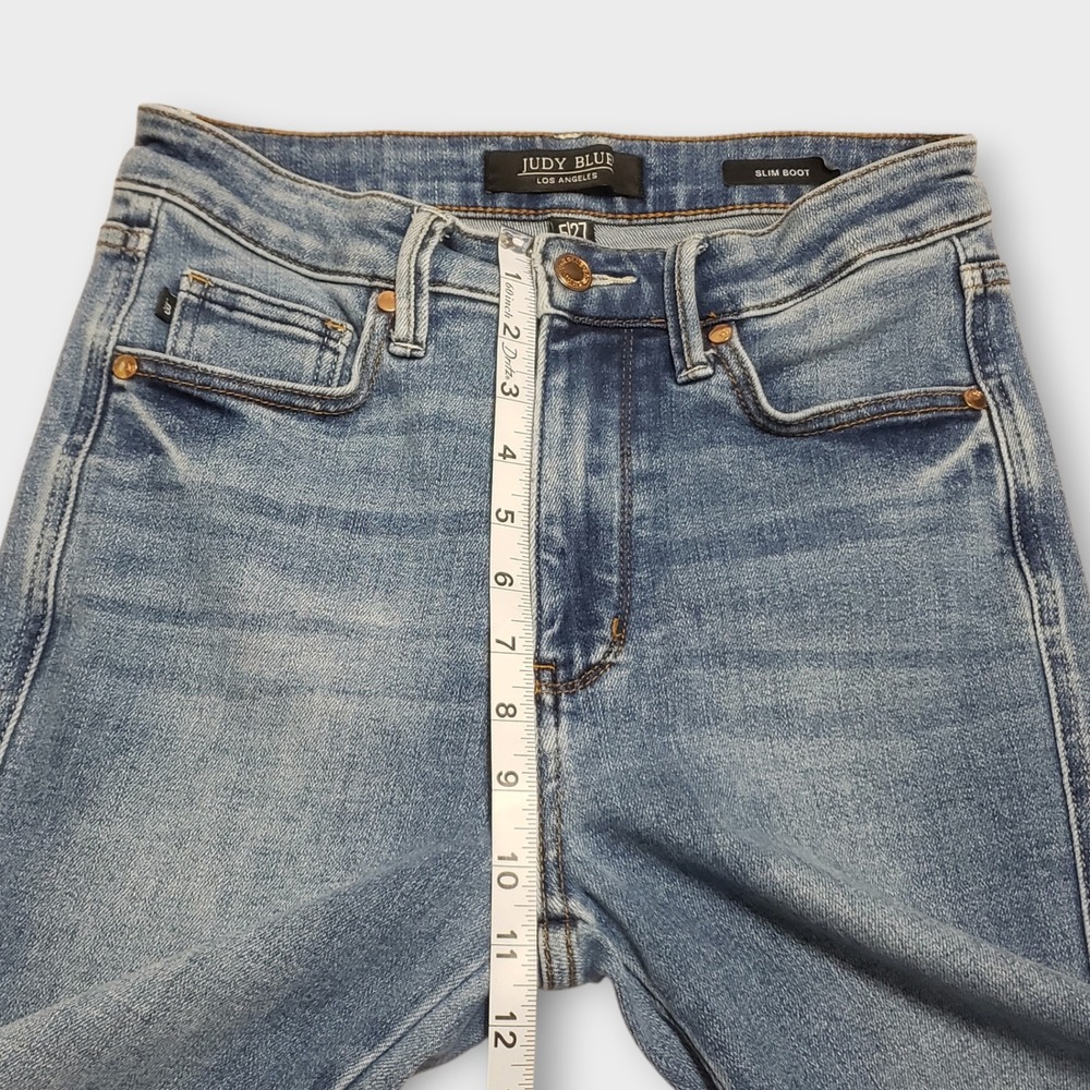 Judy Blue Slim Boot Cut Jeans Medium Wash Released Hem JB88626 Size 5/27 - Picture 10 of 13